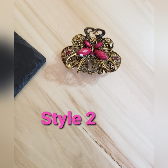 Pink Retro Style Fashion Hair Clips Hair Claws 4 Styles To Choose From - Picture 5 of 9